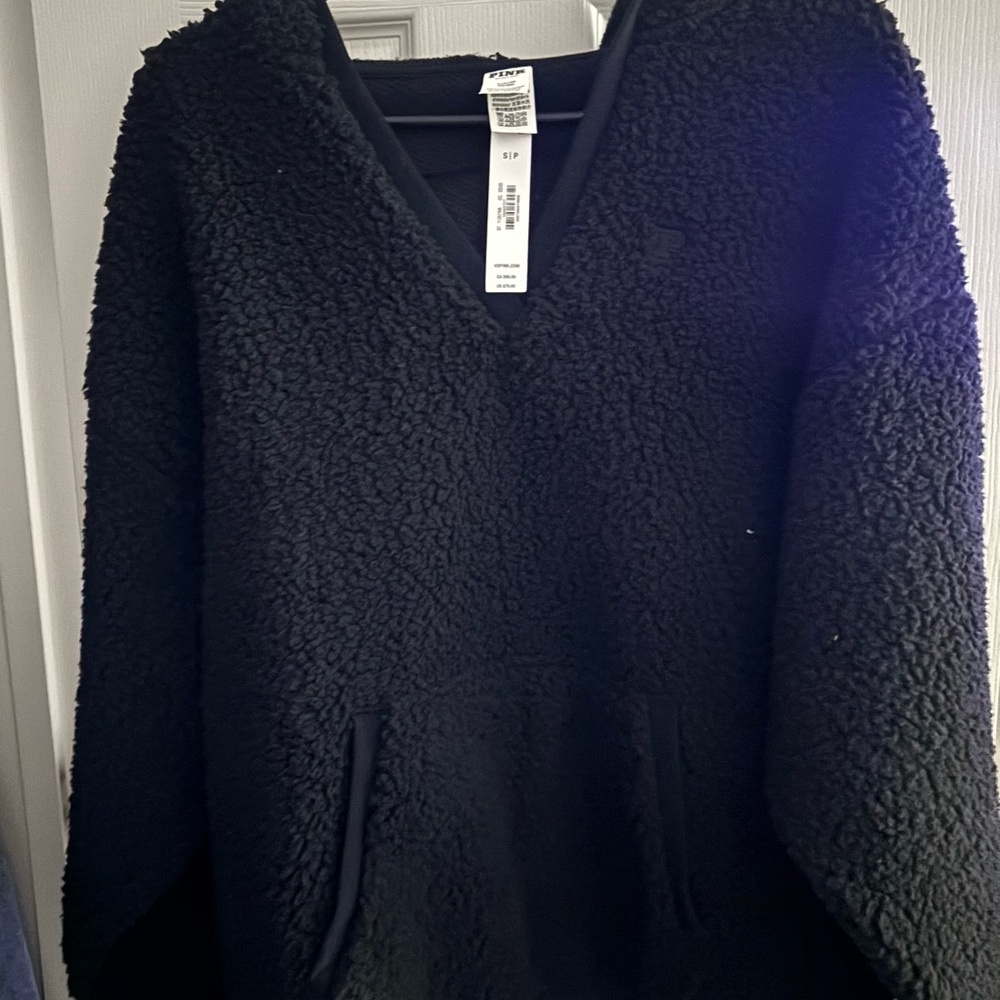 PINK Victoria's Secret Black Sherpa Jacket
